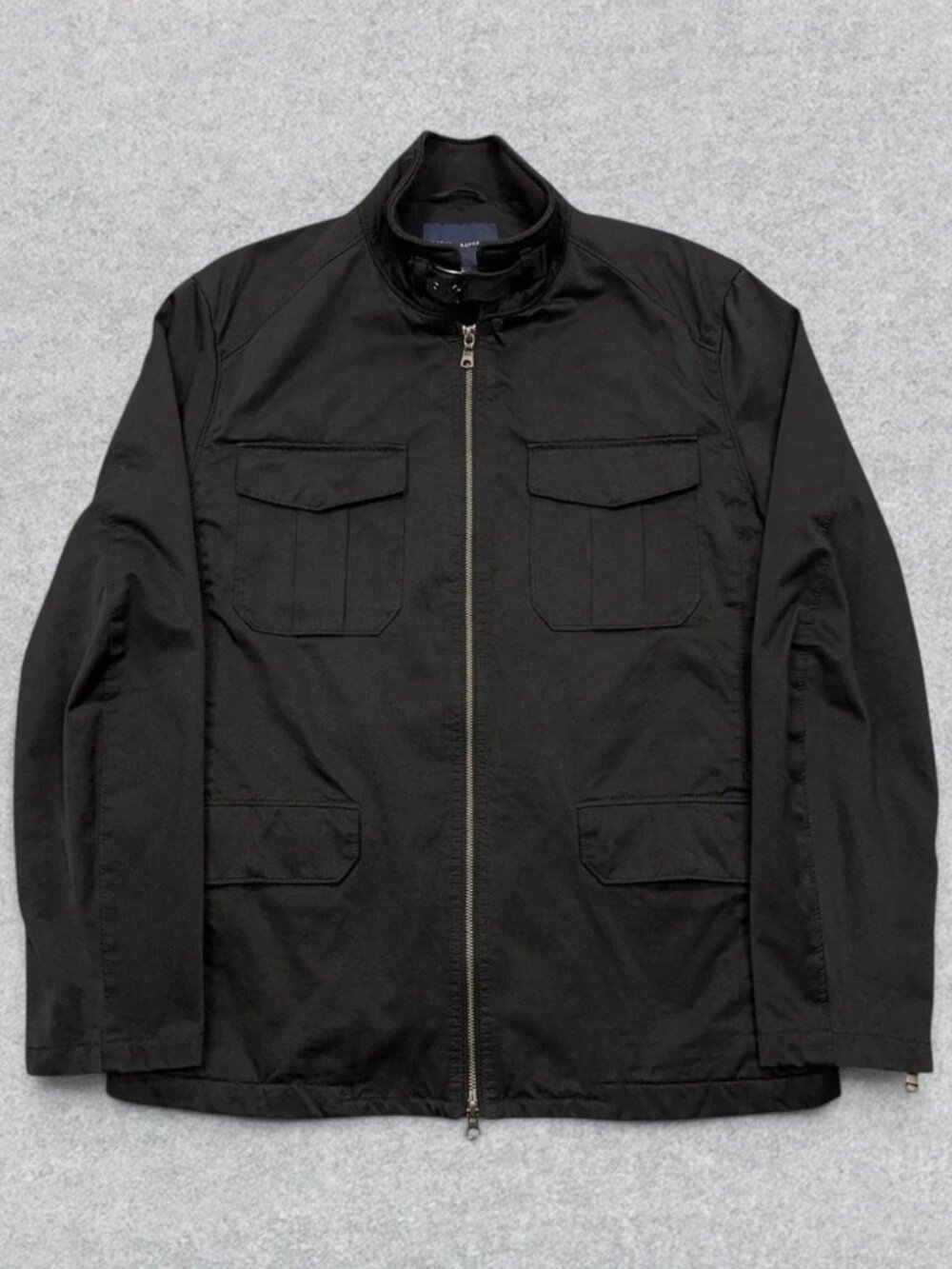 Banana Republic Waxed Field Jacket Men's XL Black Full Zip Chin Strap Chore Y2K